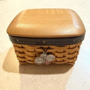 Longaberger 2003 Father's Day Pocket Change Basket, Lid, Liner, Protector